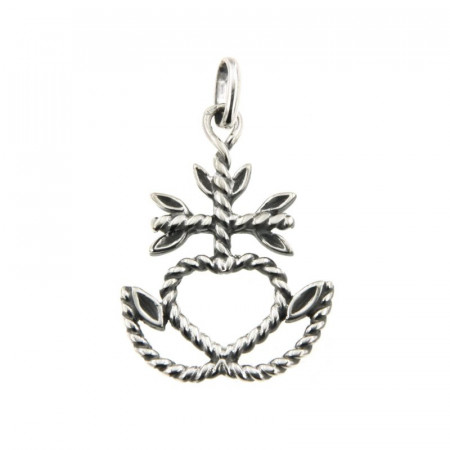Pendentif Argent CROIX DE CAMARGUE TORSADEE            