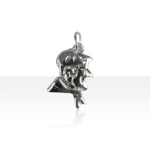 Pendentif Ancien En Argent Tête Basque - Bijou Du Pays Basque Vintage, Occasion 'dans Son Jus'