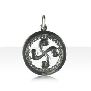 Pendentif CROIX BASQUE 3 entourage Argent  