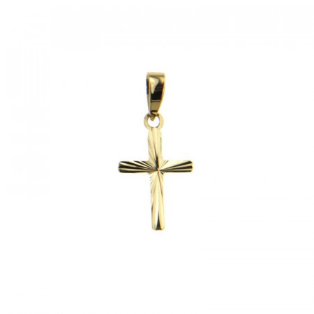 Pendentif CROIX striée Or 375°°° 15x9mm