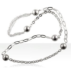 Sautoir Argent 5 BOULES TUTTI FRUTTI-80cm       