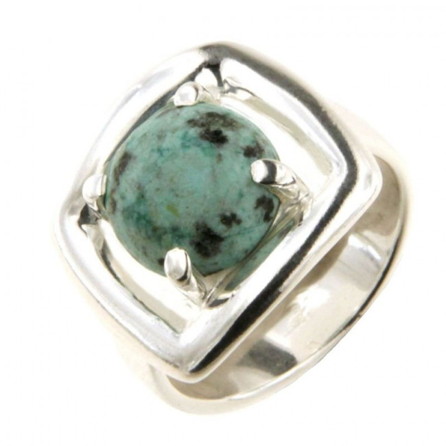 Bague argent carré Pierre TURQUOISE BIJOUX FEMME