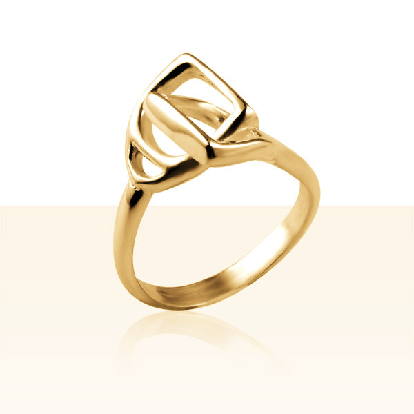 Bague ETRIER ENTRELACE Plaque Or BIJOUX EQUESTRES EQUITATION CHEVAL