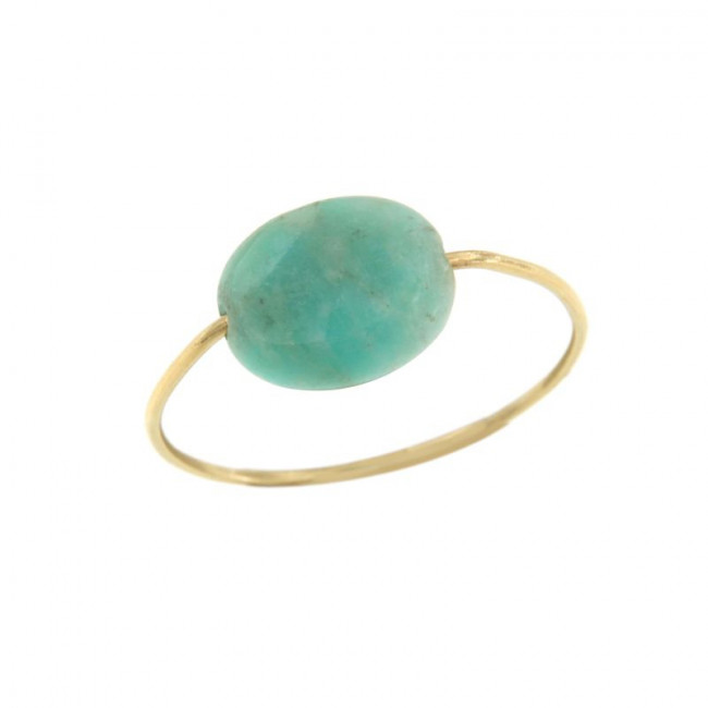 Bague PIERRE Amazonite verte Plaque Or BAGUE FEMME PIERRE