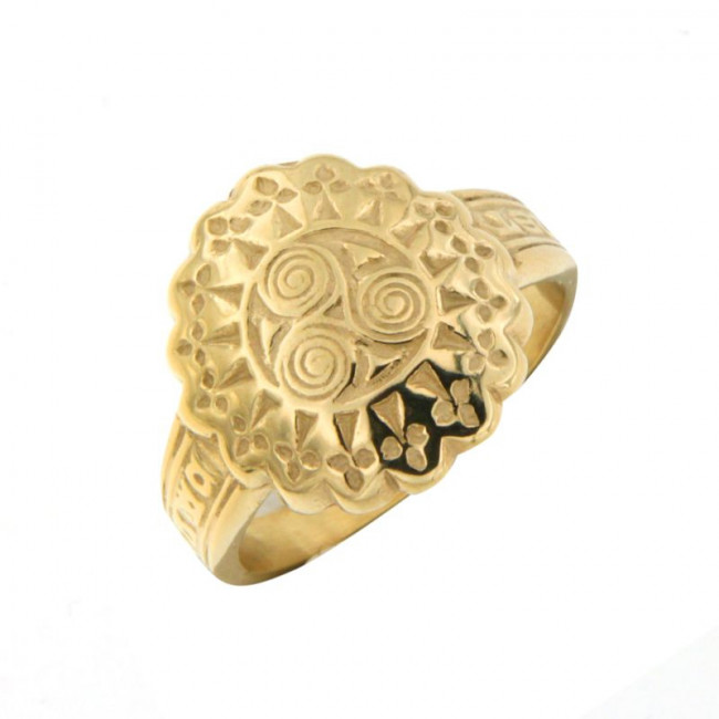Bague TRISKEL stylisé et HERMINES Plaqué Or BIJOUX BRETONS KELT