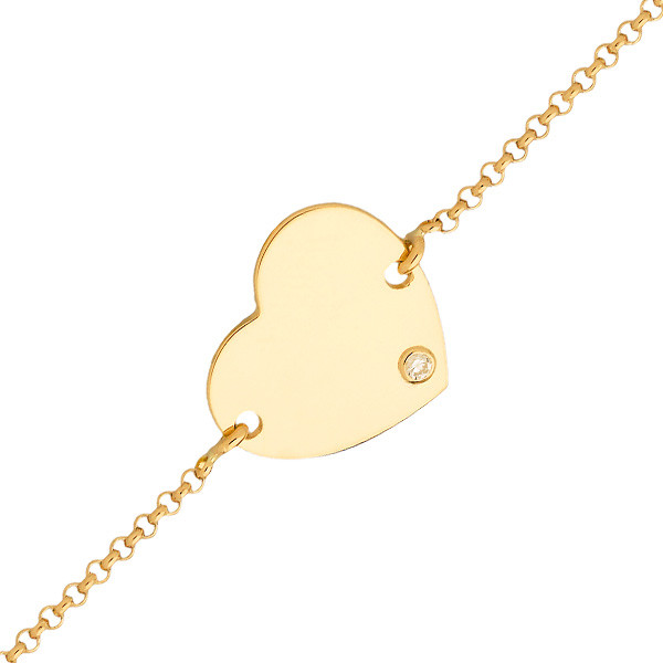 Bracelet Coeur Or jaune 750°°° Diamant 16cm