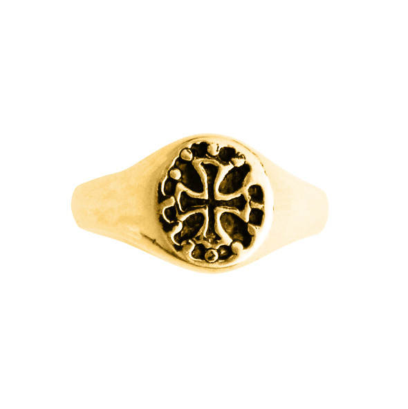 Plaqué Or Chevaliere Avec Croix Bague Avec Croix Plaqué Or Montres