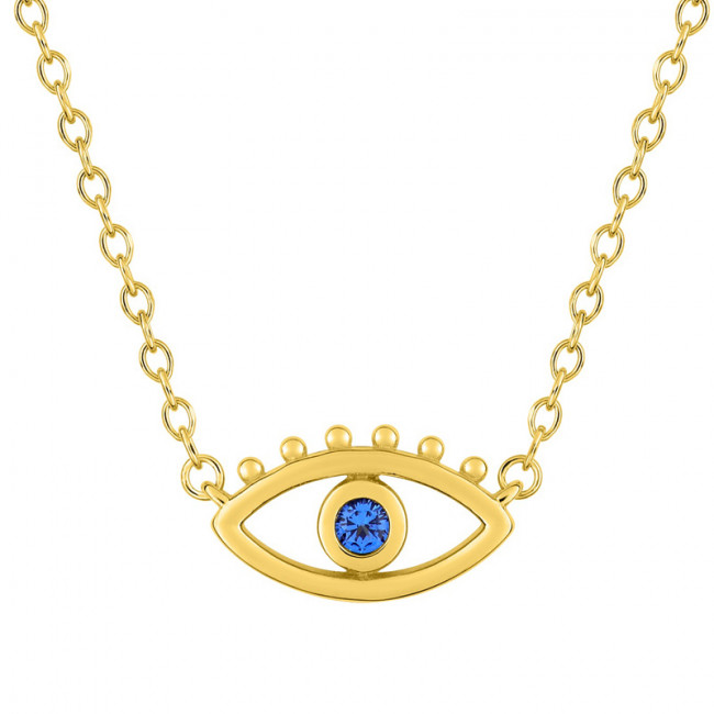 Pierre Bleue Bijoux PlaquÃ© Or Femme Collier OEIL DE PROTECTION - Main Image