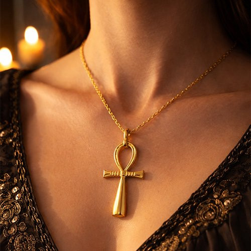 Pendentif Croix de Vie Égyptienne en Or 18 Carats – Bijou raffiné