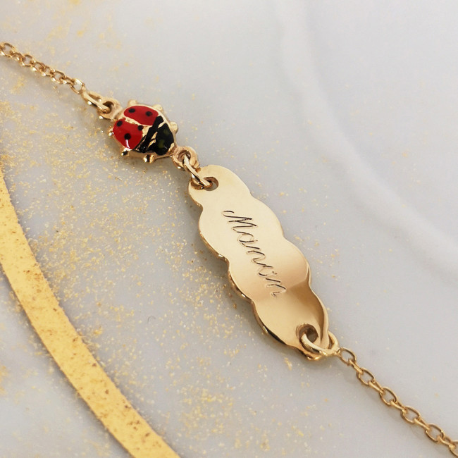 Coccinelle Gourmette Bapteme PlaquÃ© Or Gourmette Bébé Coccinelle