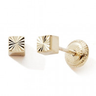 Boucles d'oreilles CUBE strié Or 375°°° - VIS