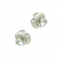 Boucles d'oreilles FLEUR NACRE & OXYDE Or 375°°° - VIS SECURITE