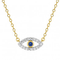 Collier Chaîne Pendentif Oeil De Protection Zirconium Bleu Top Qualité