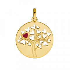 Médaille ARBRE DE VIE Coeur rouge Or 375°°°
