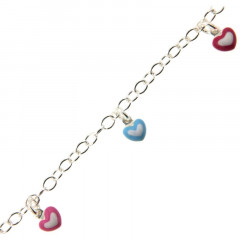 Bracelet Argent ENFANT 5 Mini Coeurs assorties 16+2cm