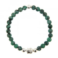 Bracelet Argent CHAKRA N°5 - LASTIC B6 Bouddha - Turquoise synt