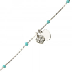 Bracelet Argent COEUR OZ/COEUR - Email Turquoise 16+2cm