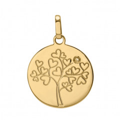Médaille ARBRE DE VIE 1 DIAMANT Or jaune 750°°°