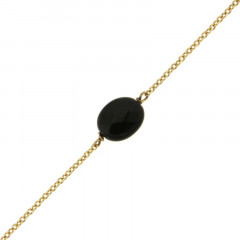 Bracelet Plaqué Or GALEA OVALE FACETTE - Onyx noir - L: 16+ 3cm
