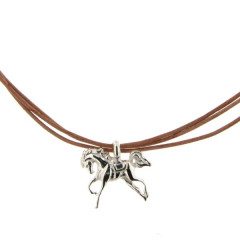 Collier Argent 3 FILS CUIR/CHEVAL REVERENCE       