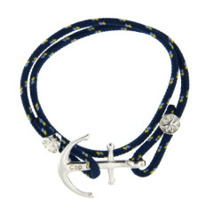 Bracelet Argent Ancre CAP COZ double- bleu            