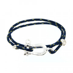 Bracelet Argent Manille CAP COZ double - bleu