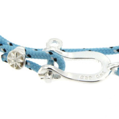 Bracelet Argent Manille CAP COZ double - bleu clair
