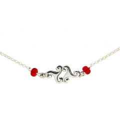 Collier Argent Triskell - perles rouge