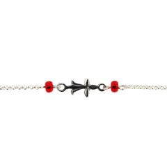 Bracelet Argent Hermine - perles rouge