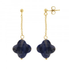B.O Plaqué Or GALEA PP TREFLE - Sodalite - L: 3cm