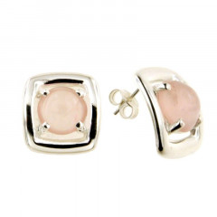 Boucles d'oreilles carré Argent NEO QUARTZ ROSE