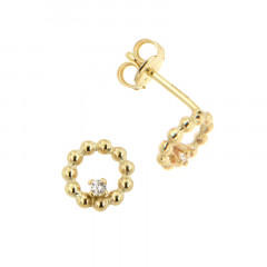 Boucles d'oreilles CERCLE Perlé Oxyde de Zirconium Or 375°°° -  POUSSETTE