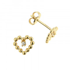 Boucles coeur perlé en Or 9 carats
