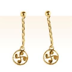 Boucles d'oreilles Croix Basque Pendantes Plaqué Or            