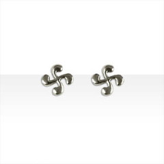 Boucles d'oreilles CROIX BASQUE OR GRIS 18 CARATS                      