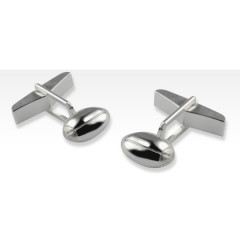 Boutons de manchette BALLON DE RUGBY Argent   