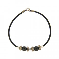 Bracelet Argent ANTIKA CUIR 1 rangs - 9 inters - 21cm