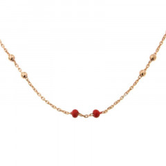 Bracelet Argent CH-Mini Boules 1/1 - Email Corail 16+2cm