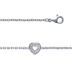 Bracelet Argent COEUR AJOURE PAVAGE OXYDES