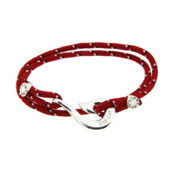 Bracelet Argent Hameçon CAP COZ  Maori double - Rouge