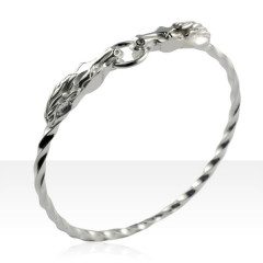 Bracelet Argent JONC VRILLE TETES ANNEAUX GM      