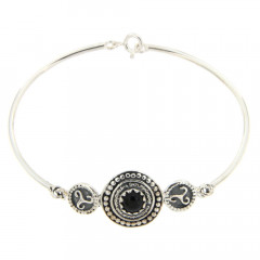 Bracelet Argent KELT JONC perlée triskell CAB/06 Onyx