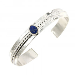 Bracelet Argent KHEOPS JONC10 Martelé boules 8/6 Lapis