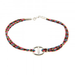 Bracelet Argent LA MER - MARINE PM - Cordon Rose/bleu