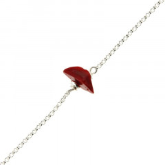 Bracelet Argent MASSAÏ/2  1 Chips Rouge 16+2.5cm