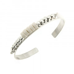 Bracelet Argent MASSAI/2 JONC PLAT6 - CUBI3 - Disk Blanc 