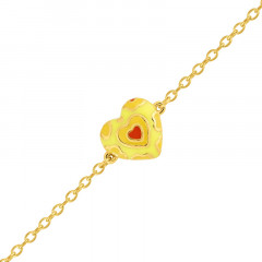 Bracelet enfant COEUR JAUNE FLUO Plaqué Or