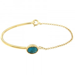 Bracelet Plaqué Or KHEOPS Semi-articulé FR20/Jas - Turquoise 8/6