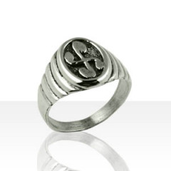 Chevalière Argent GODRONS Croix BASQUE            