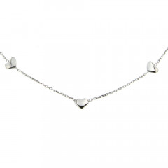 Collier Argent fins 5 Coeurs 38+2cm